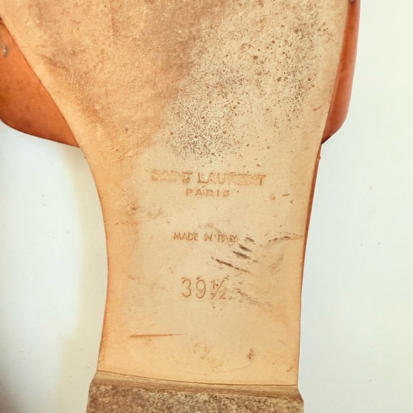 Saint Laurent Cognac Brown Leather Tribute open toe flat slide sandals EU 39.5 - Picture 9 of 11